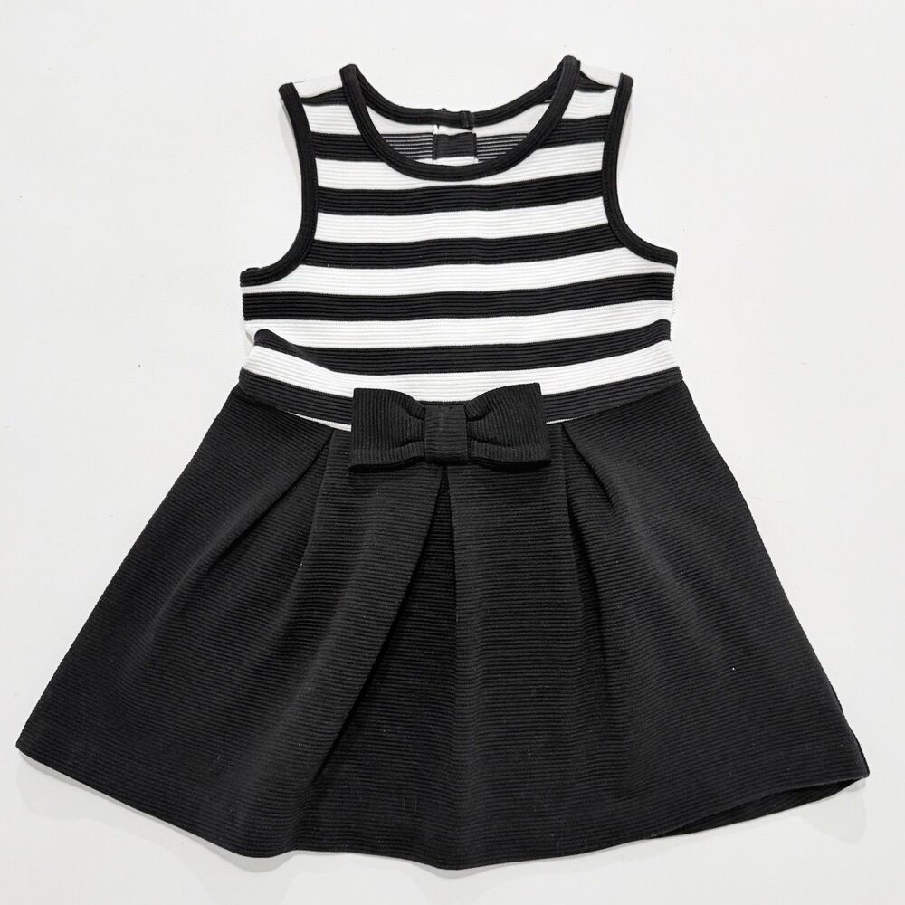 Janie and Jack Dress 18-24 Months Black White Stripe Audrey Hepburn Halloween